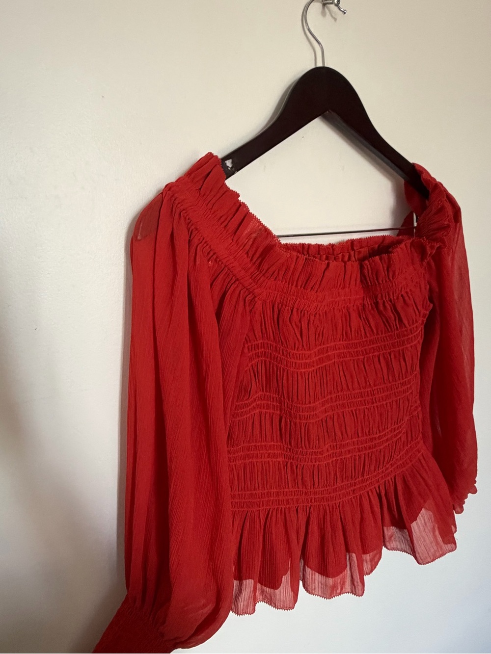AllSaints Lara Off-The-Shoulder Top in Orange - 10 - Picture 6 of 12